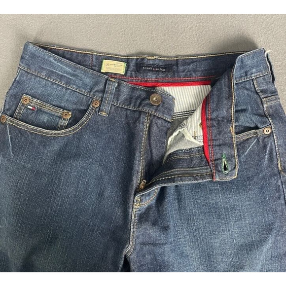 Tommy Hilfiger Jeans Mens 34x32 Blue Bootcut High Rise Dark Wash Denim - Picture 8 of 14